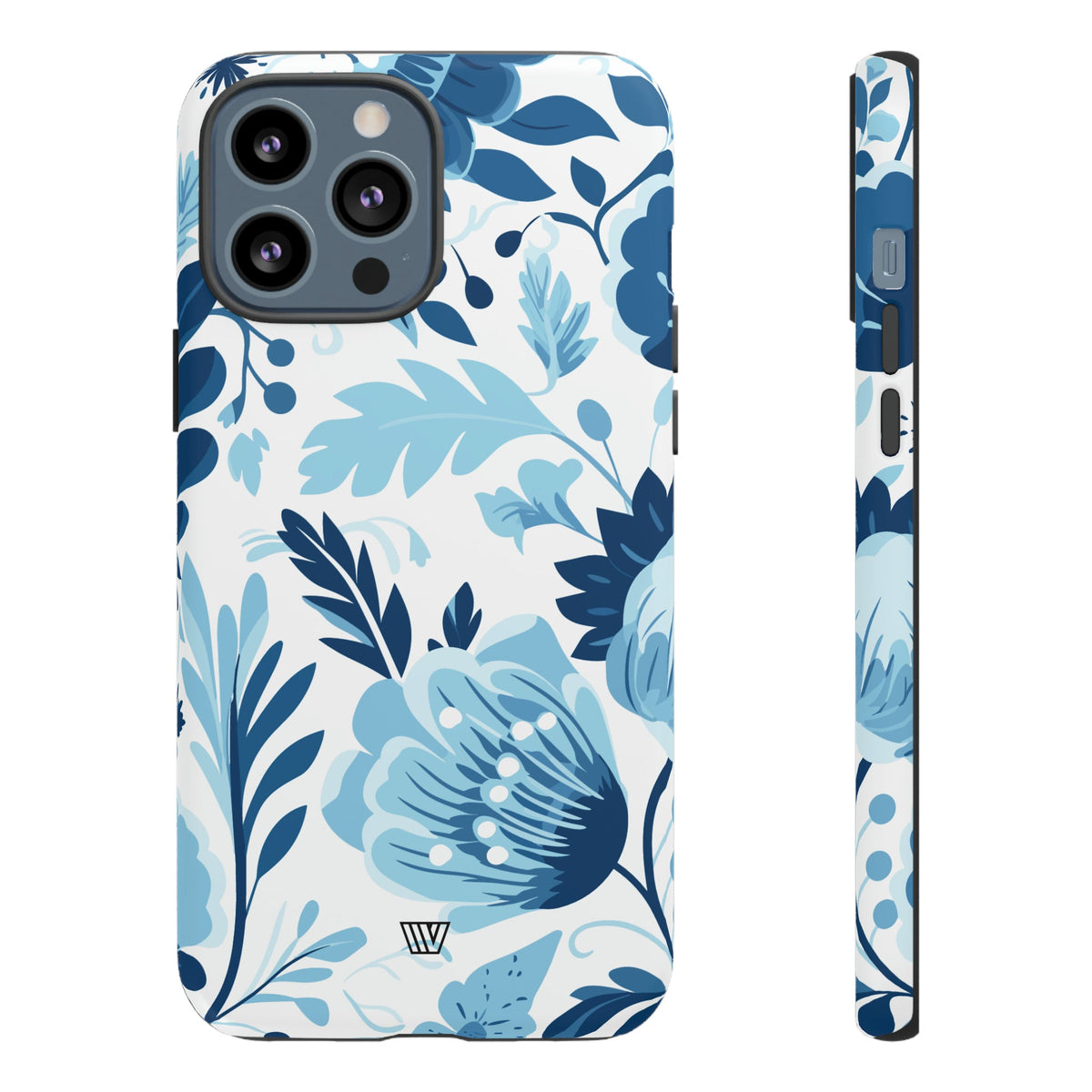 Blue White Flowers Tough Phone Case