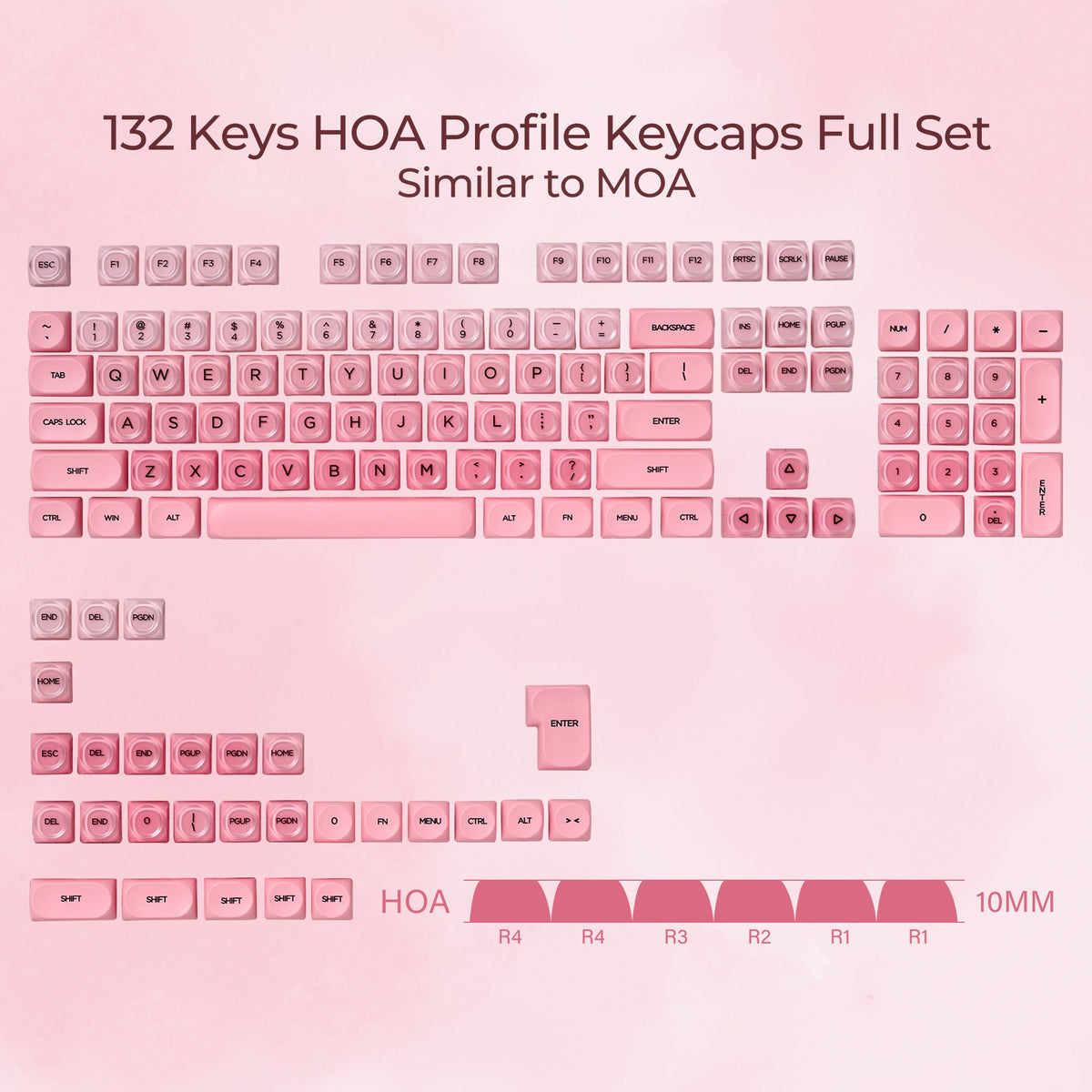 XVX Pink Blush HOA Profile 132-Key Keycap Set