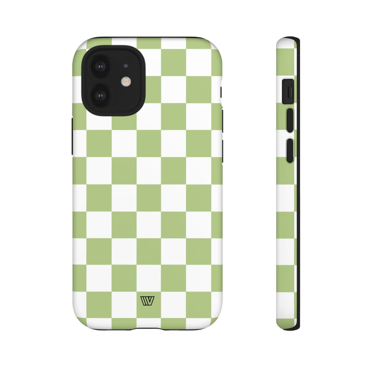 Pale Olive White Checkerboard Tough Phone Case
