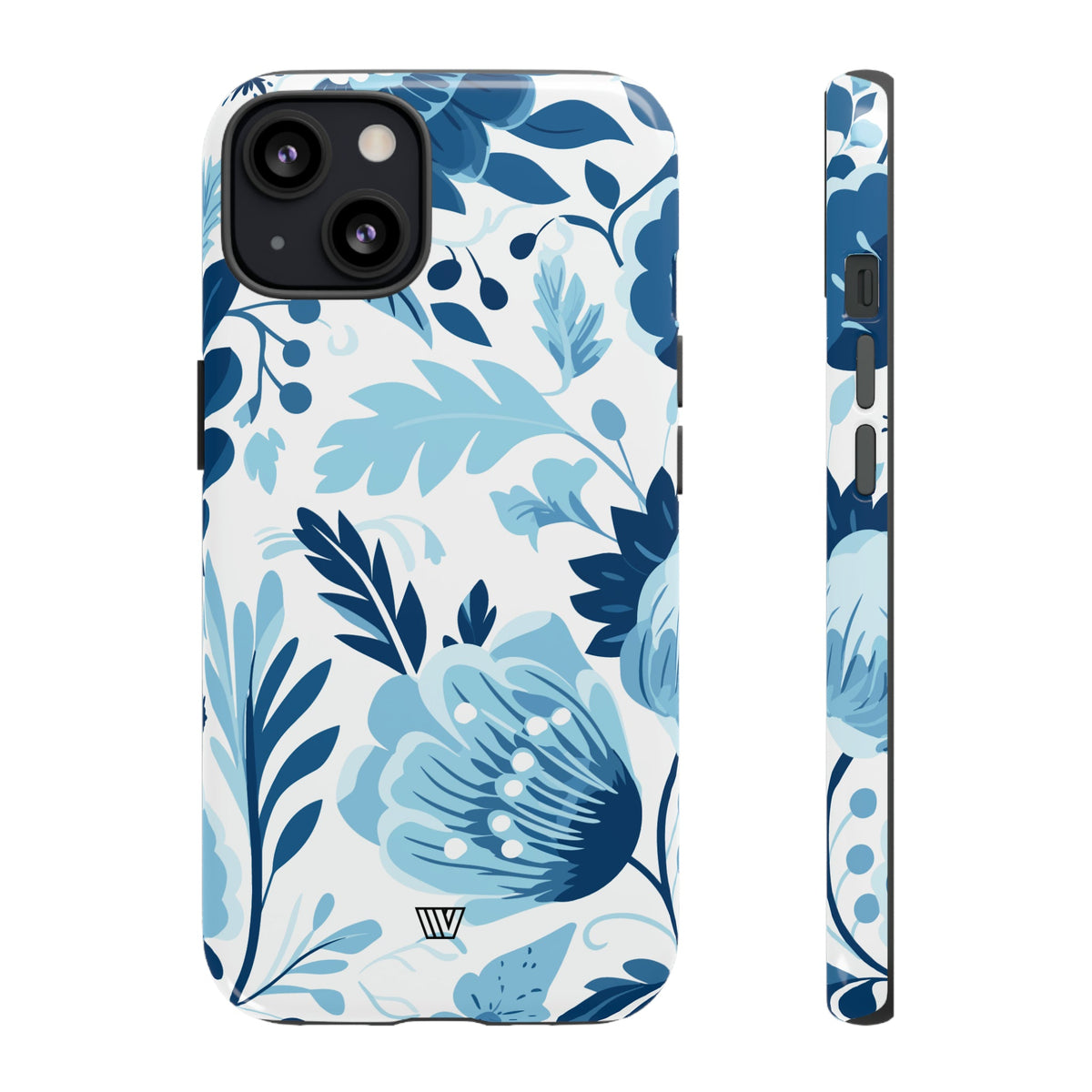 Blue White Flowers Tough Phone Case