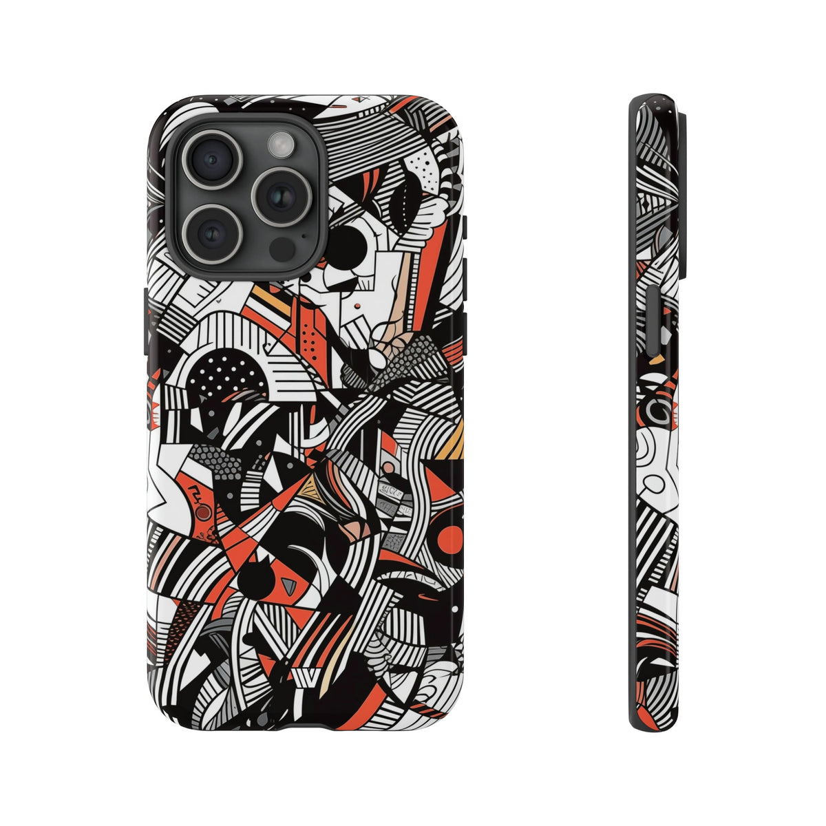 Abstract Doodle Tough Phone Case Dual-Layer Protection