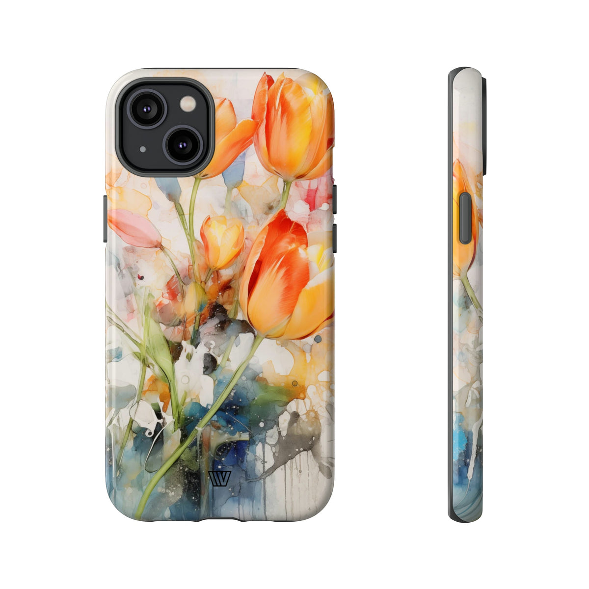 Watercolor Tulips Tough Phone Case Impact Resistant Polycarbonate Shell