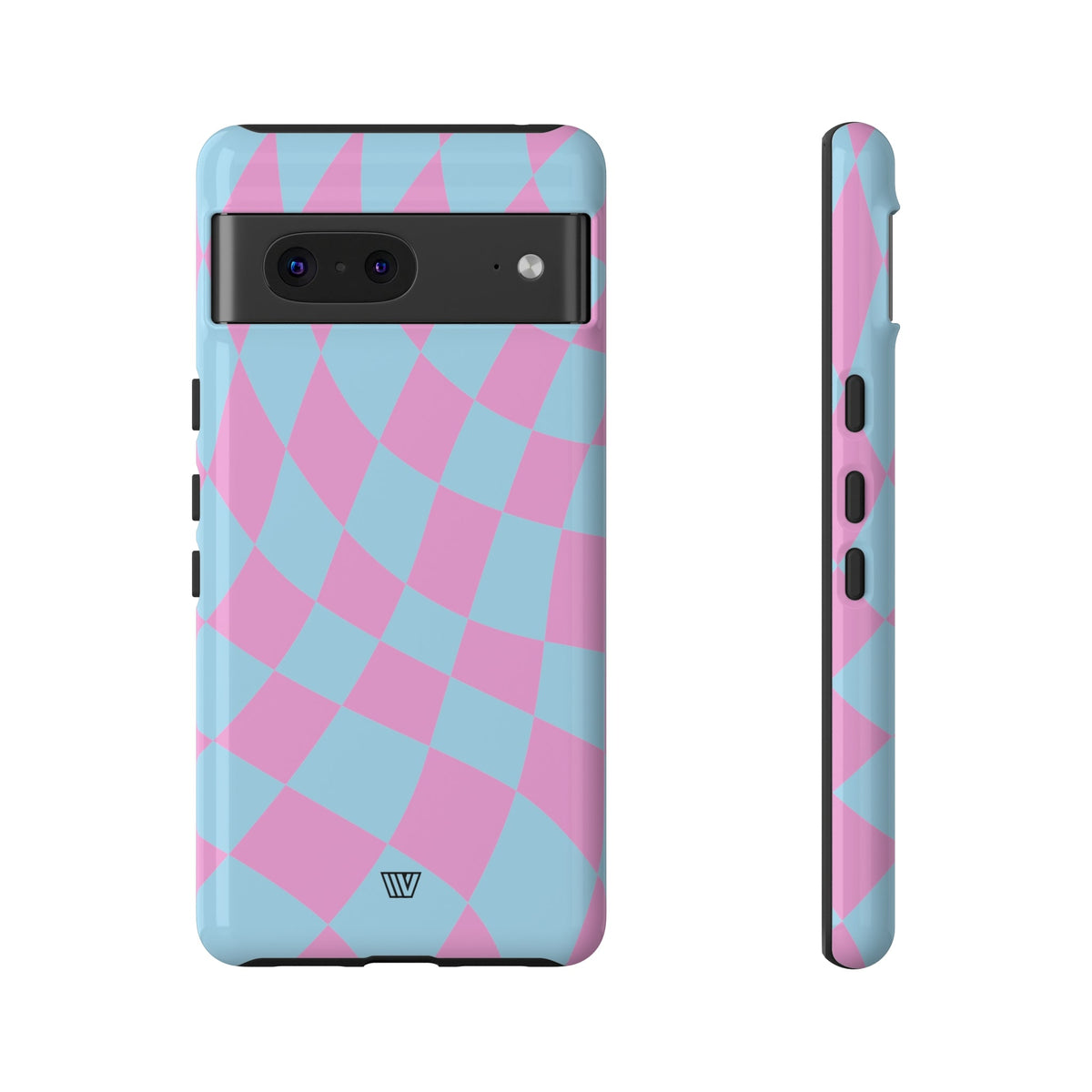 Blue Pink Curvy Checkerboard Tough Phone Case Trovvve