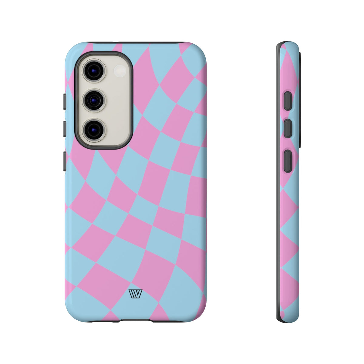 Blue Pink Curvy Checkerboard Tough Phone Case Trovvve