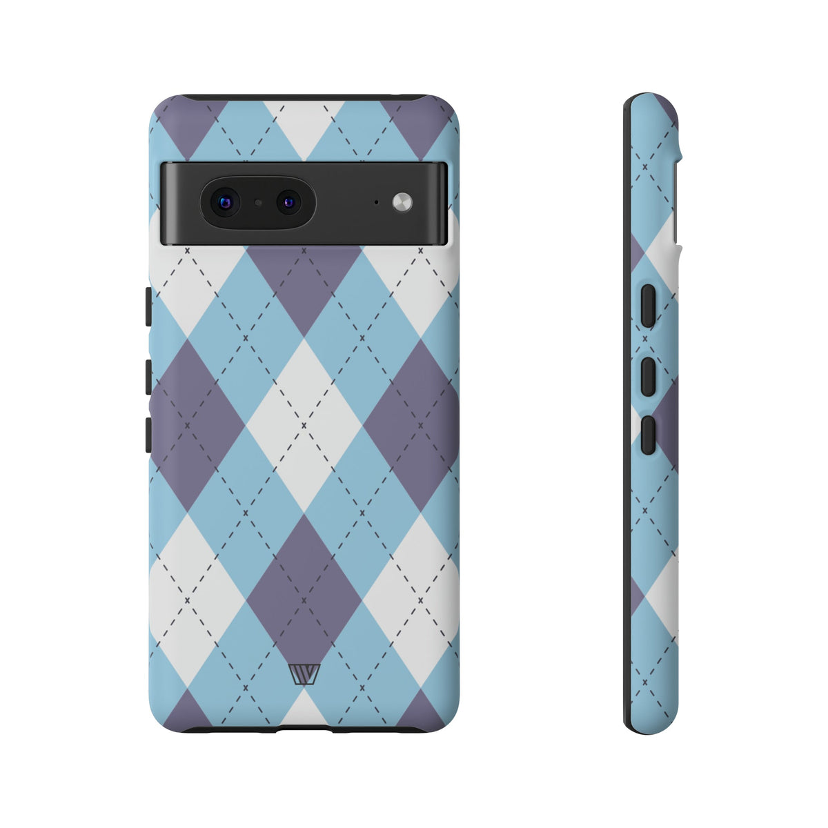 Tough Phone Case Blue White Purple Argyle Polycarbonate Shell