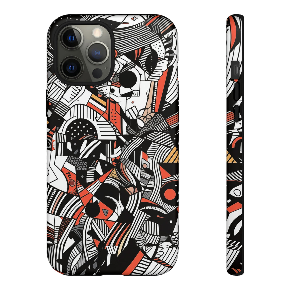 Abstract Doodle Tough Phone Case Dual-Layer Protection