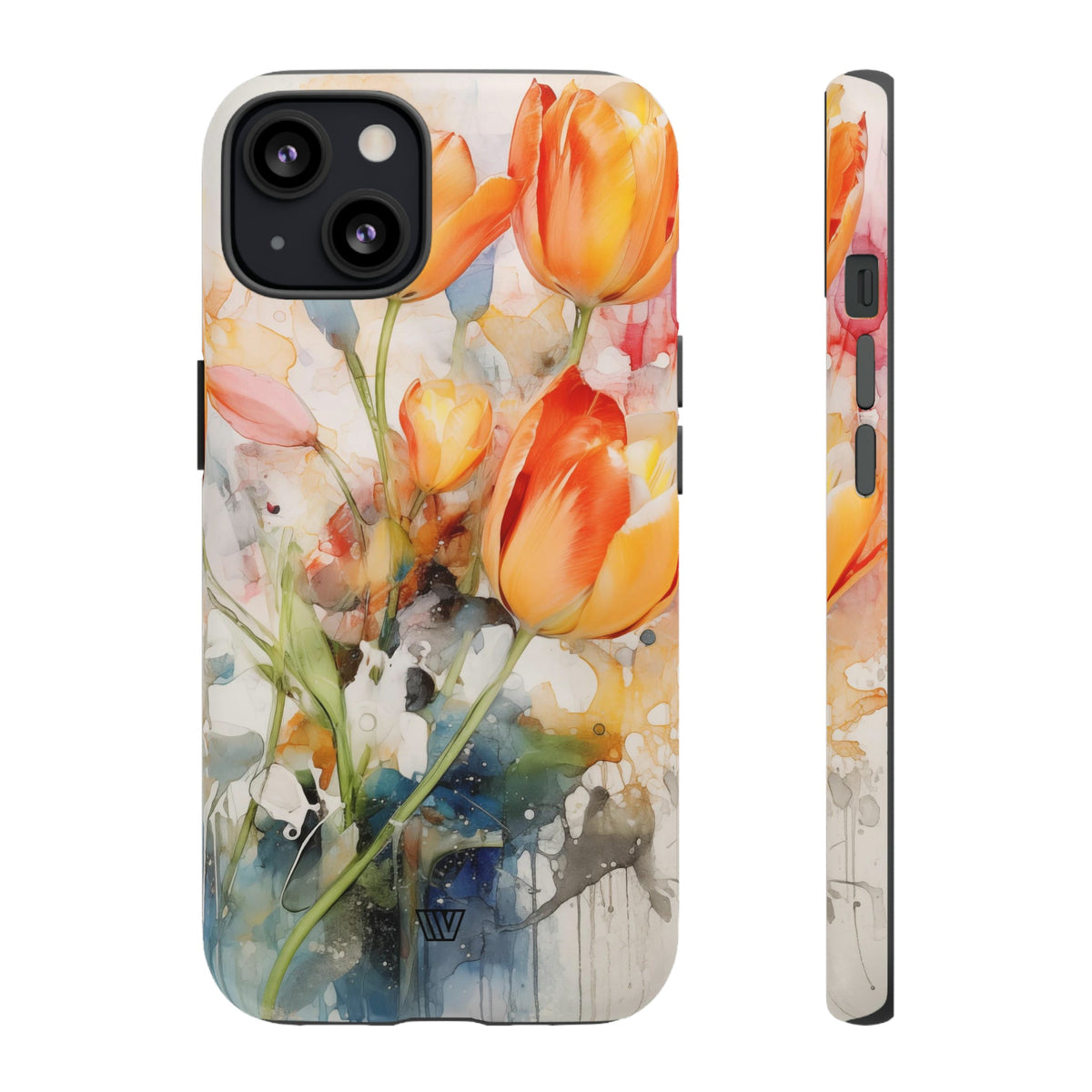 Watercolor Tulips Tough Phone Case Impact Resistant Polycarbonate Shell