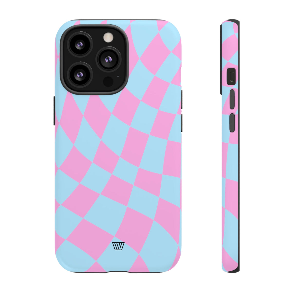 Blue Pink Curvy Checkerboard Tough Phone Case Trovvve