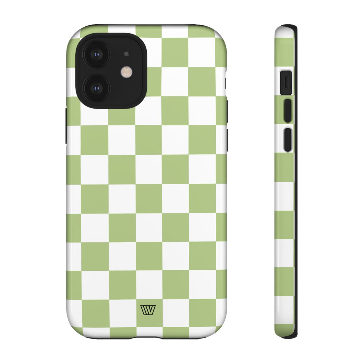 Pale Olive White Checkerboard Tough Phone Case