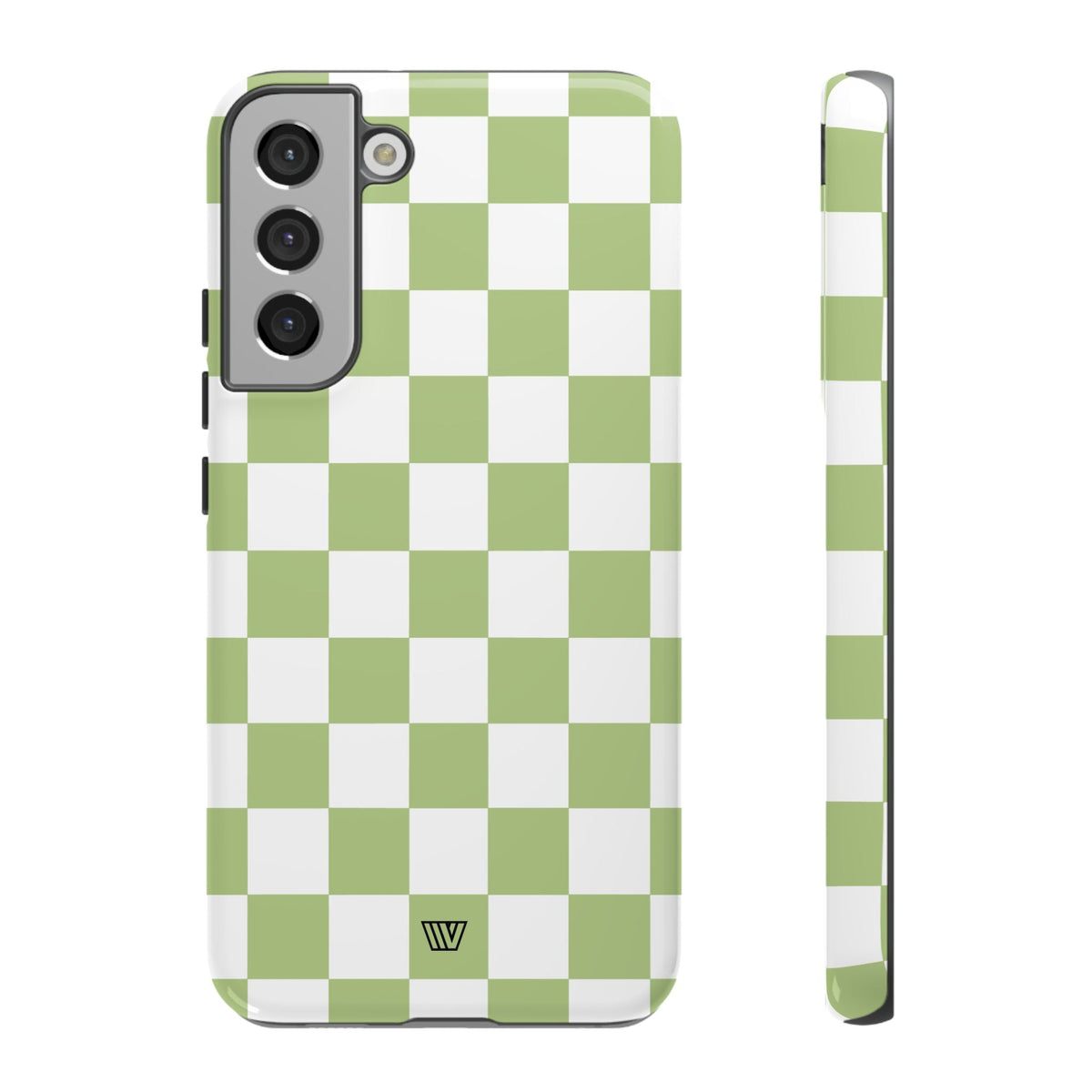 Pale Olive White Checkerboard Tough Phone Case