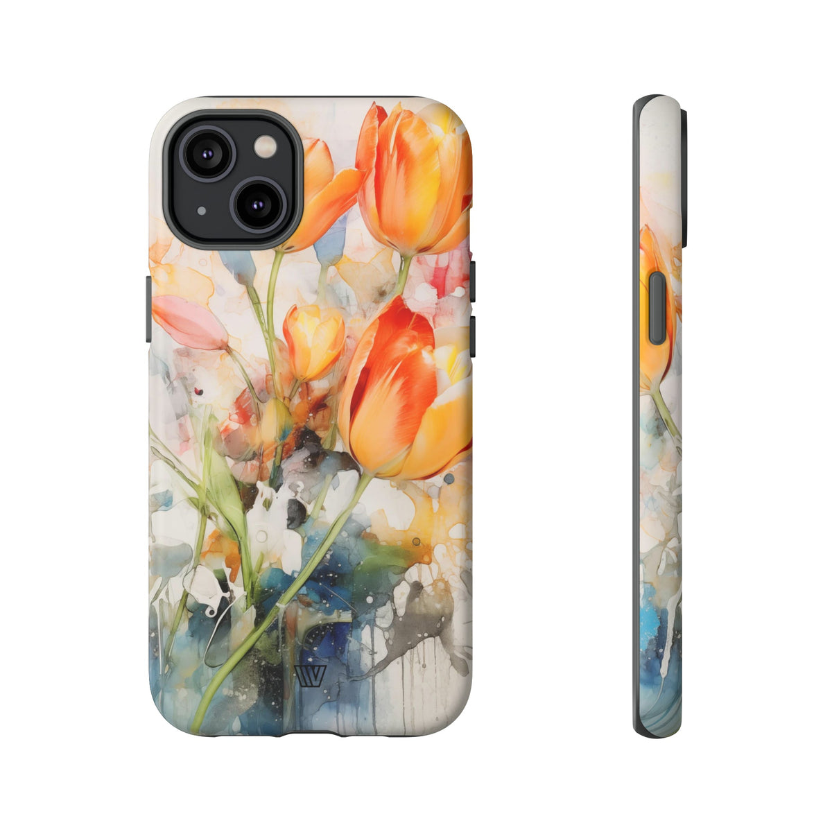 Watercolor Tulips Tough Phone Case Impact Resistant Polycarbonate Shell