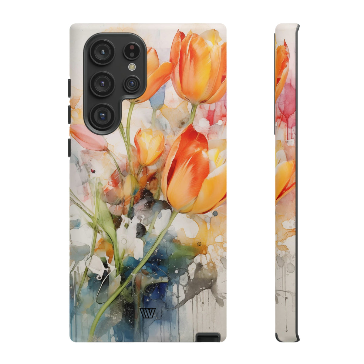Watercolor Tulips Tough Phone Case Impact Resistant Polycarbonate Shell