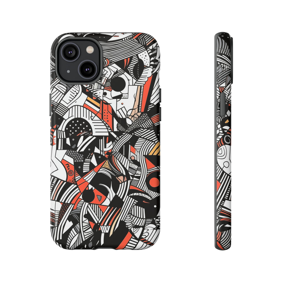 Abstract Doodle Tough Phone Case Dual-Layer Protection