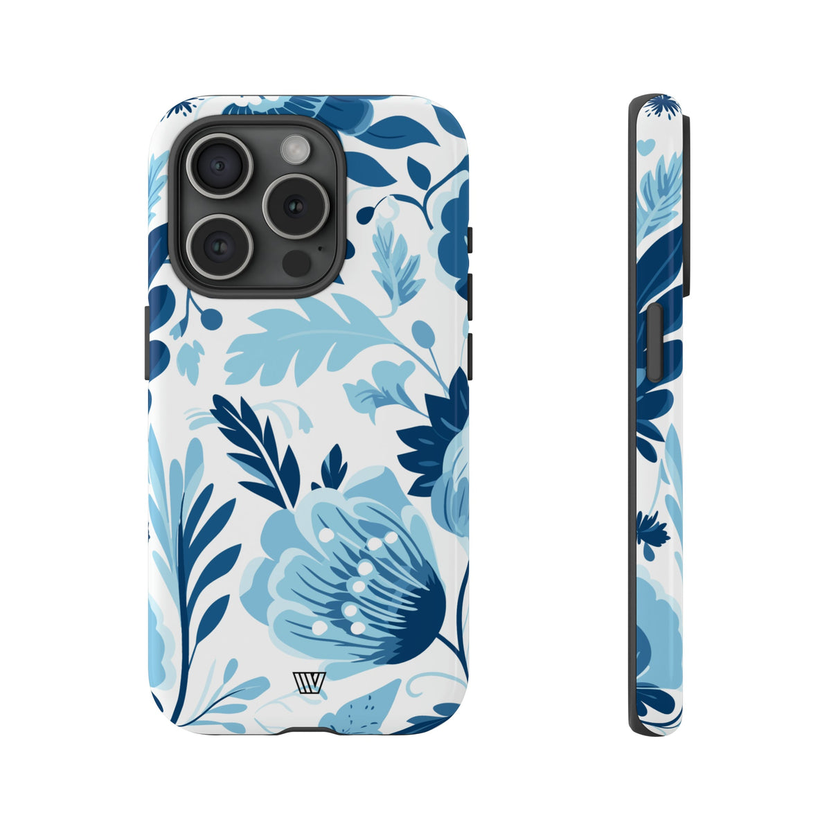 Blue White Flowers Tough Phone Case