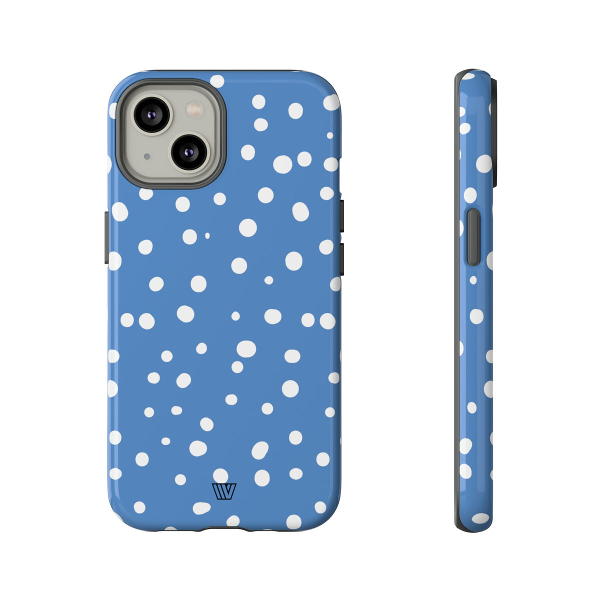 Dusty Blue Dots Tough Phone Case Dual-Layer Protection