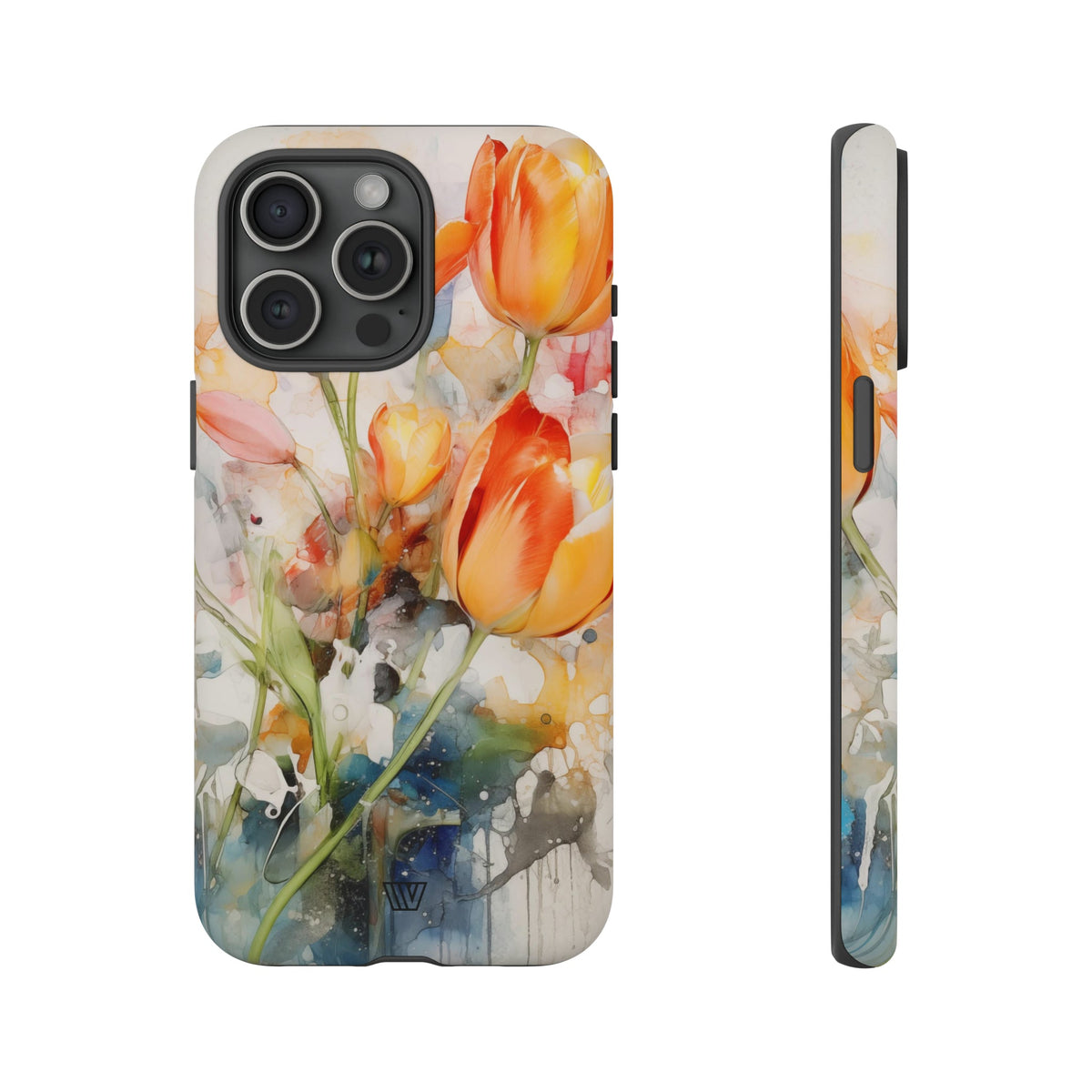 Watercolor Tulips Tough Phone Case Impact Resistant Polycarbonate Shell
