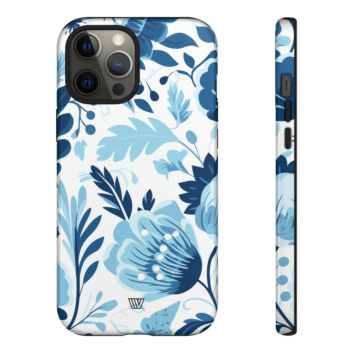 Blue White Flowers Tough Phone Case