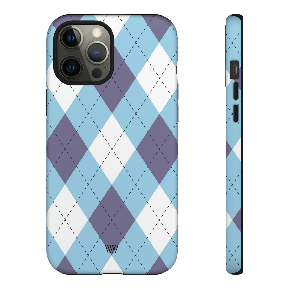 Tough Phone Case Blue White Purple Argyle Polycarbonate Shell