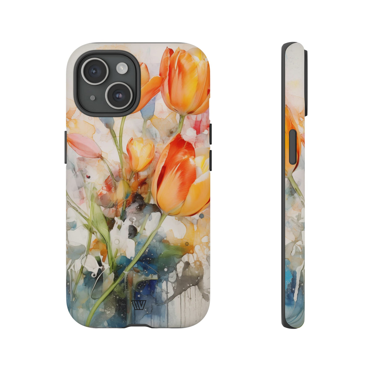 Watercolor Tulips Tough Phone Case Impact Resistant Polycarbonate Shell