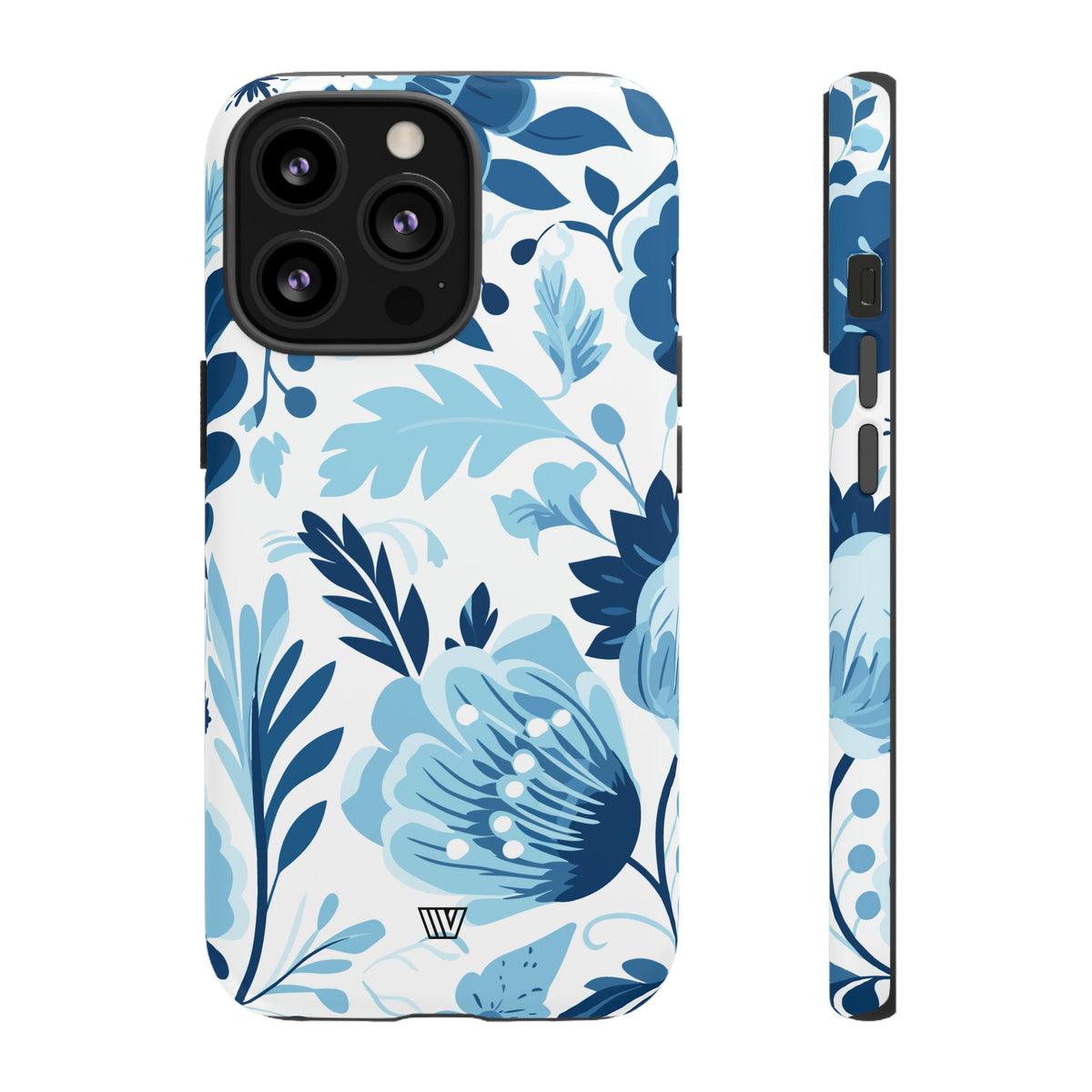 Blue White Flowers Tough Phone Case