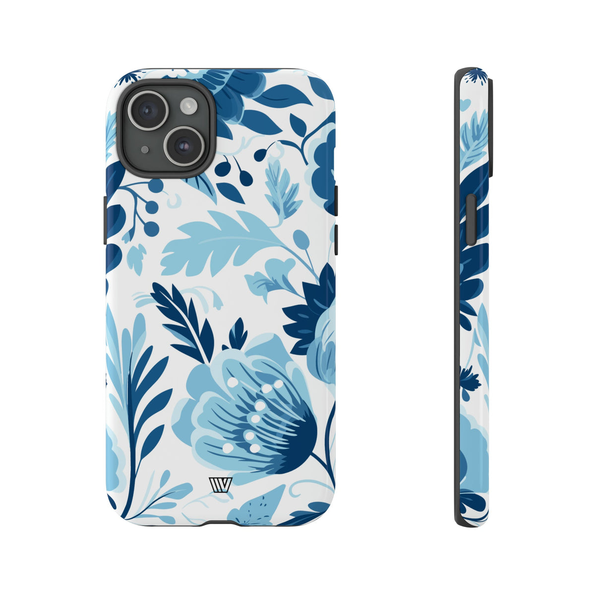 Blue White Flowers Tough Phone Case