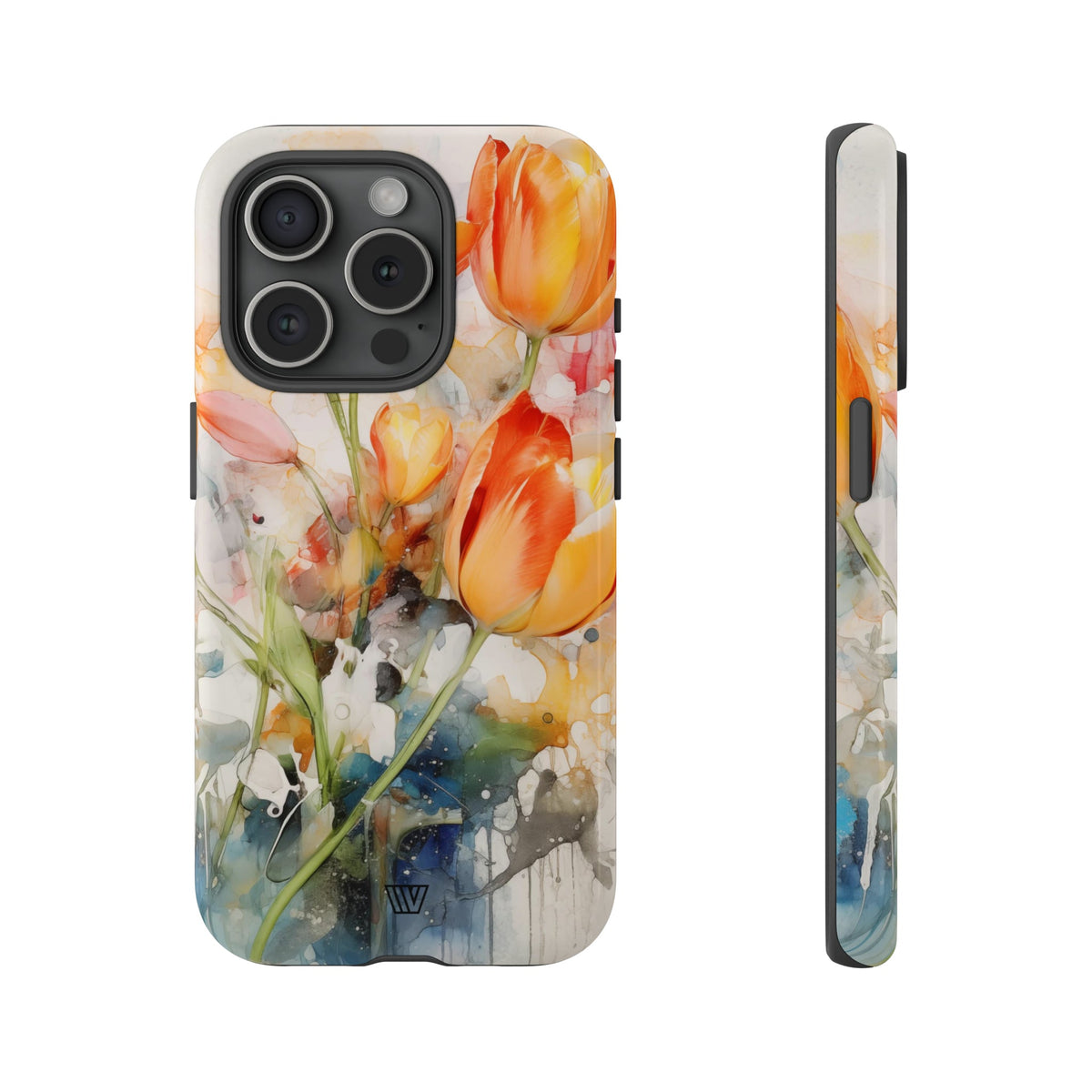 Watercolor Tulips Tough Phone Case Impact Resistant Polycarbonate Shell