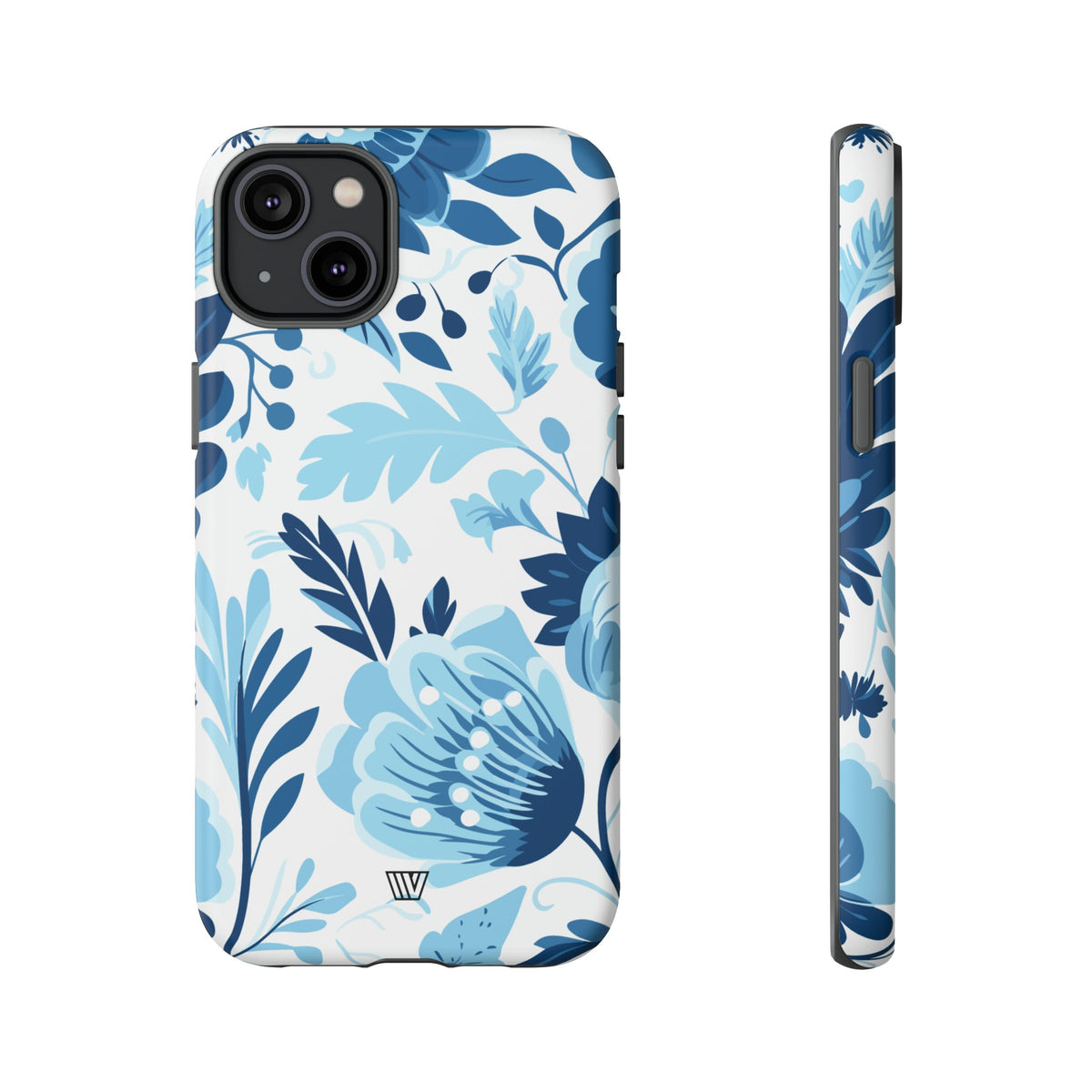Blue White Flowers Tough Phone Case