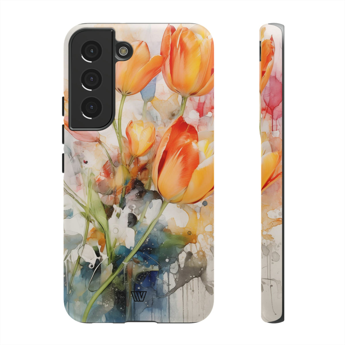 Watercolor Tulips Tough Phone Case Impact Resistant Polycarbonate Shell