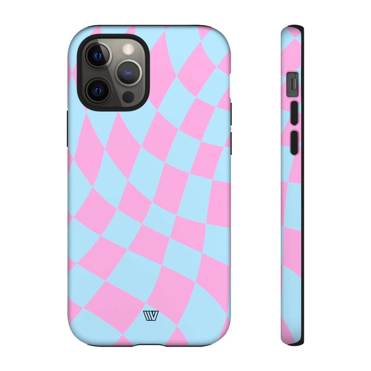 Blue Pink Curvy Checkerboard Tough Phone Case Trovvve