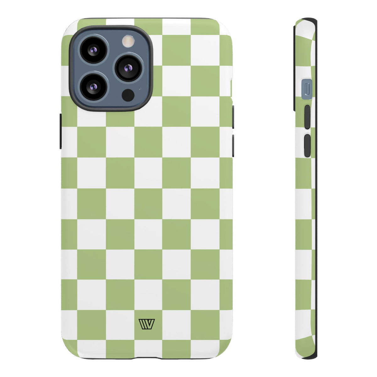 Pale Olive White Checkerboard Tough Phone Case