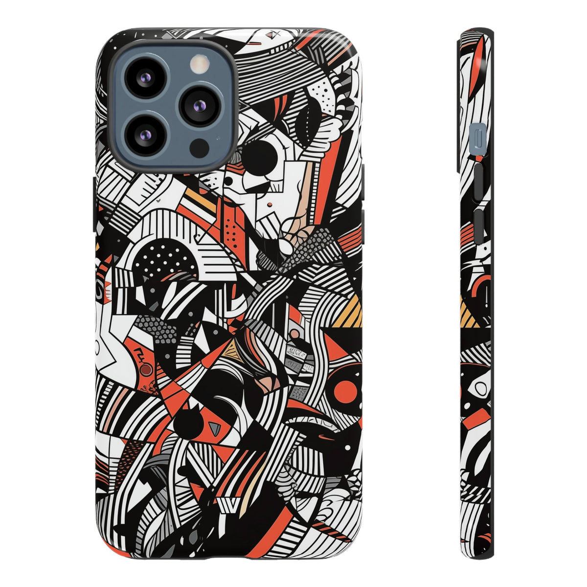 Abstract Doodle Tough Phone Case Dual-Layer Protection