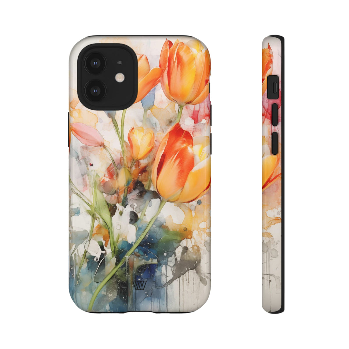 Watercolor Tulips Tough Phone Case Impact Resistant Polycarbonate Shell