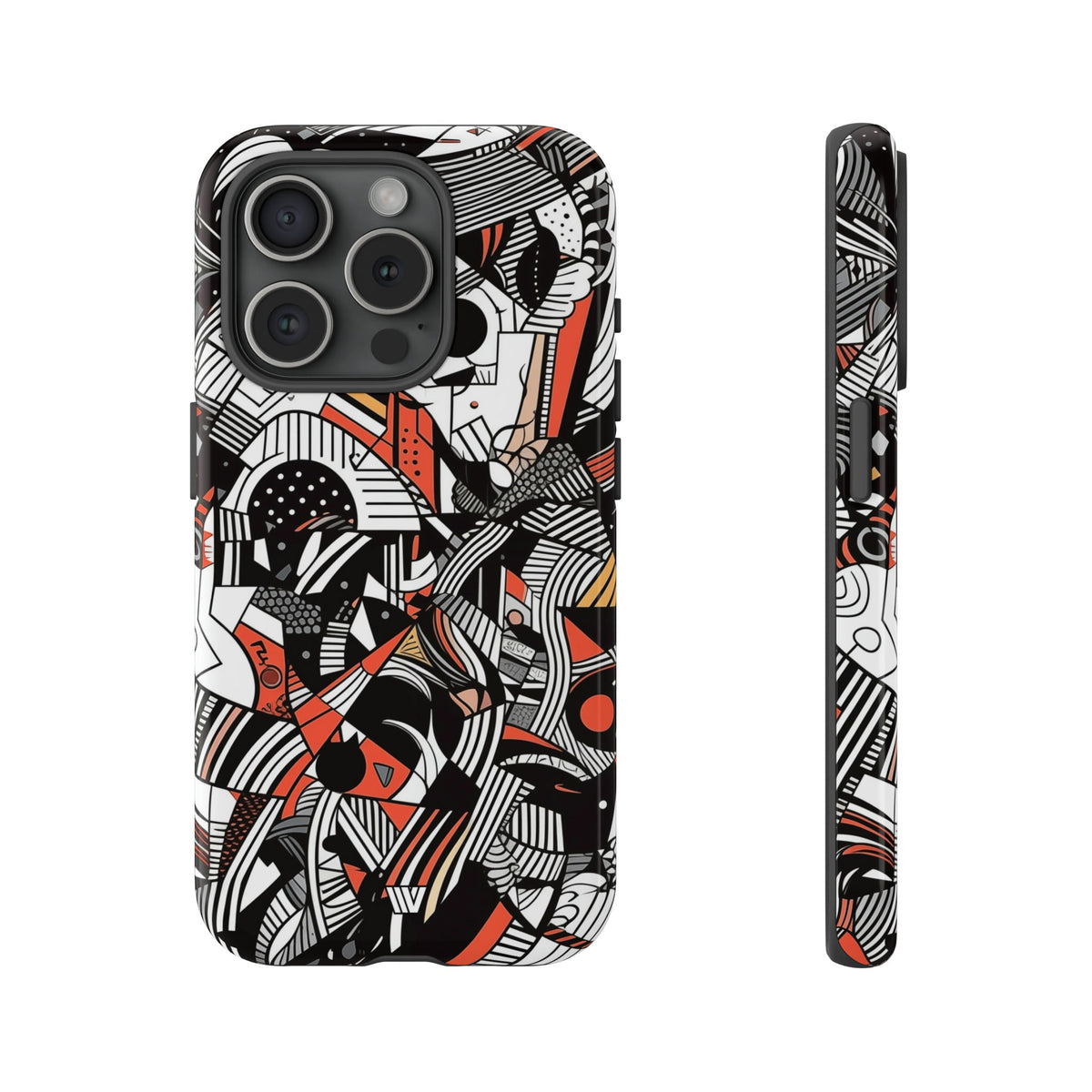 Abstract Doodle Tough Phone Case Dual-Layer Protection