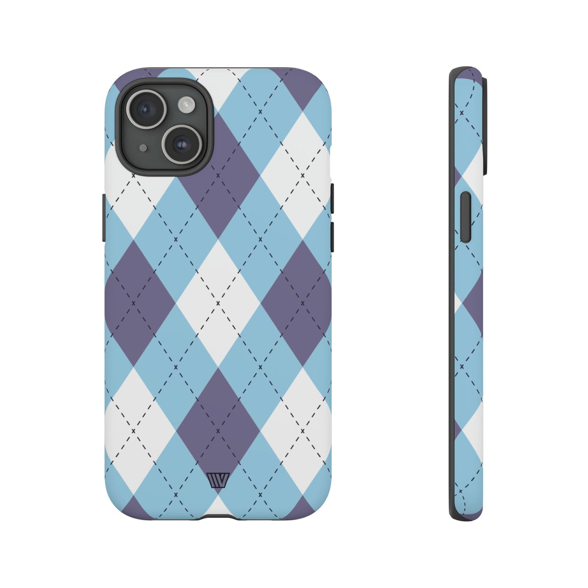 Tough Phone Case Blue White Purple Argyle Polycarbonate Shell