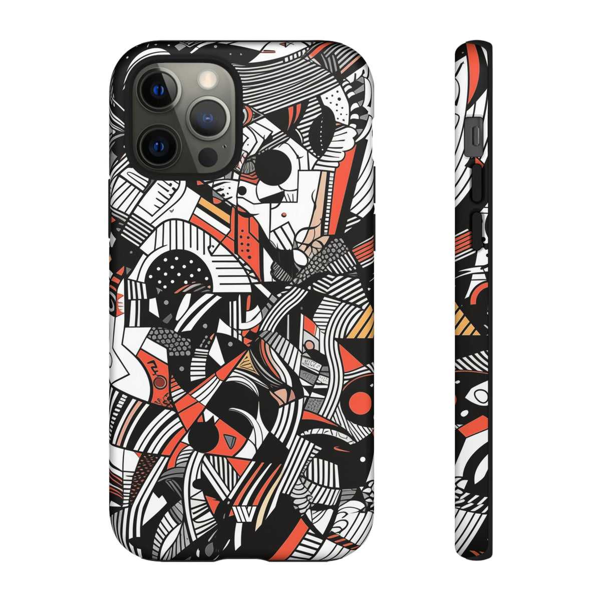 Abstract Doodle Tough Phone Case Dual-Layer Protection