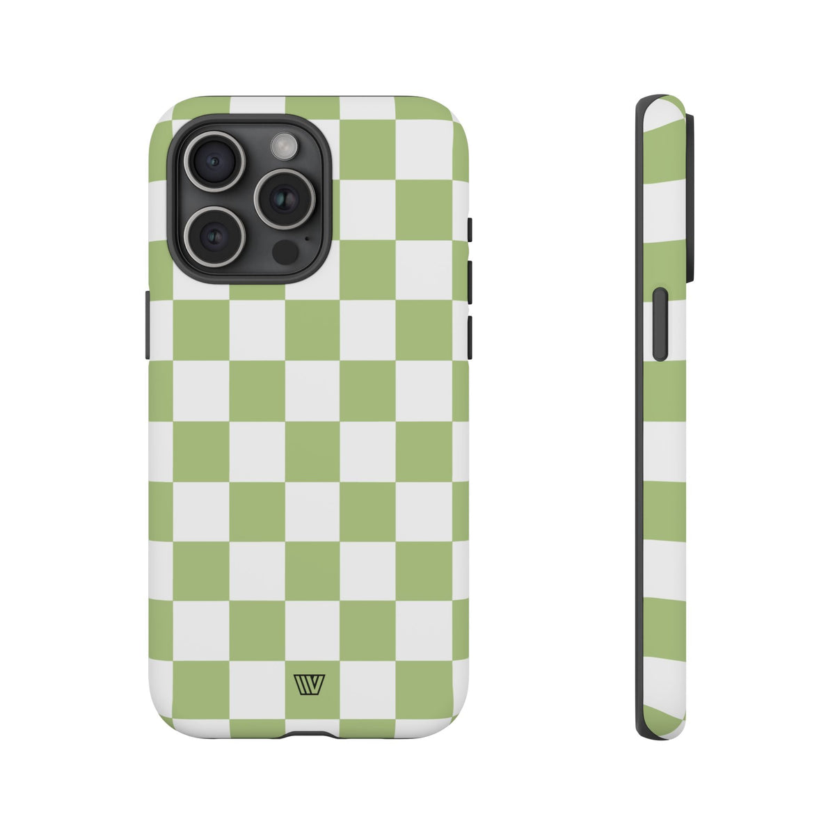 Pale Olive White Checkerboard Tough Phone Case