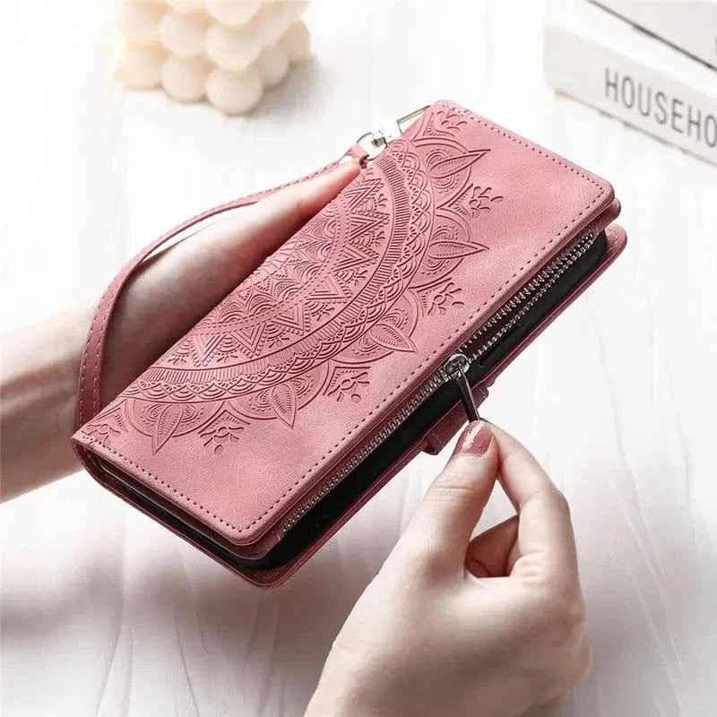 Stylish Vegan Leather Wallet Lanyard Phone Case