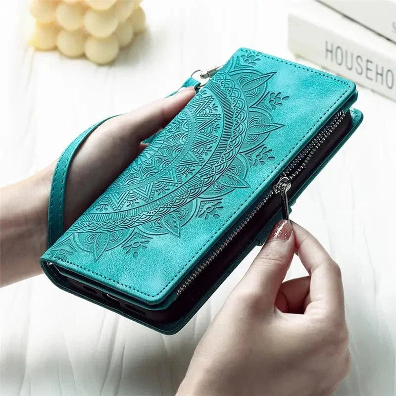 Stylish Vegan Leather Wallet Lanyard Phone Case