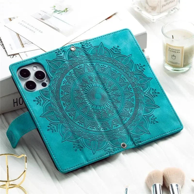 Stylish Vegan Leather Wallet Lanyard Phone Case
