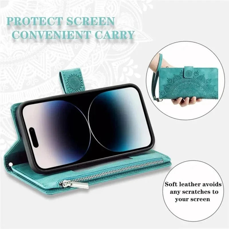 Stylish Vegan Leather Wallet Lanyard Phone Case