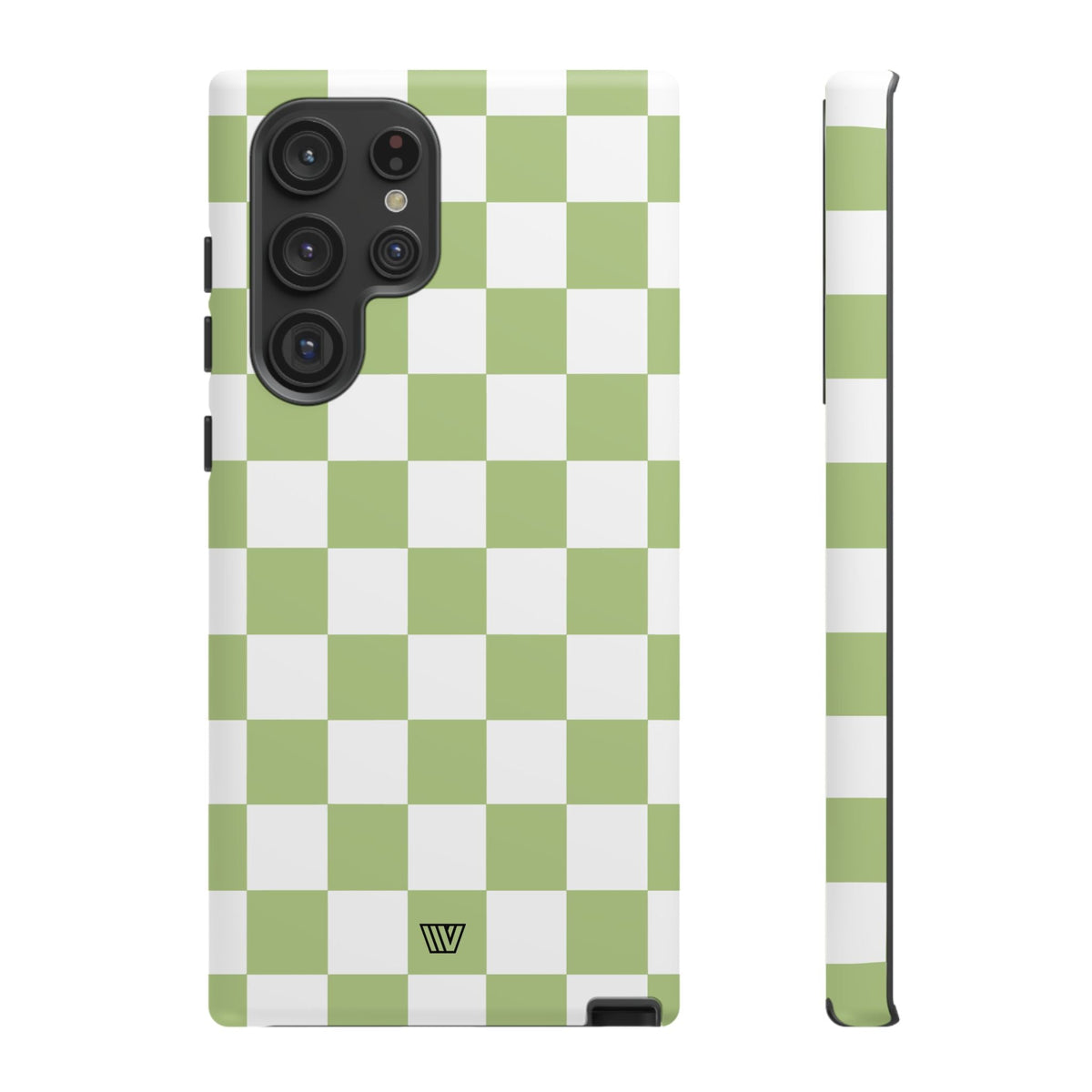 Pale Olive White Checkerboard Tough Phone Case