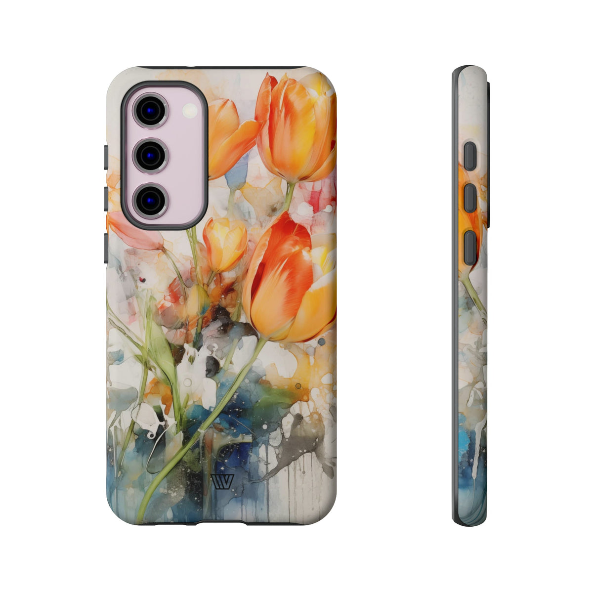 Watercolor Tulips Tough Phone Case Impact Resistant Polycarbonate Shell