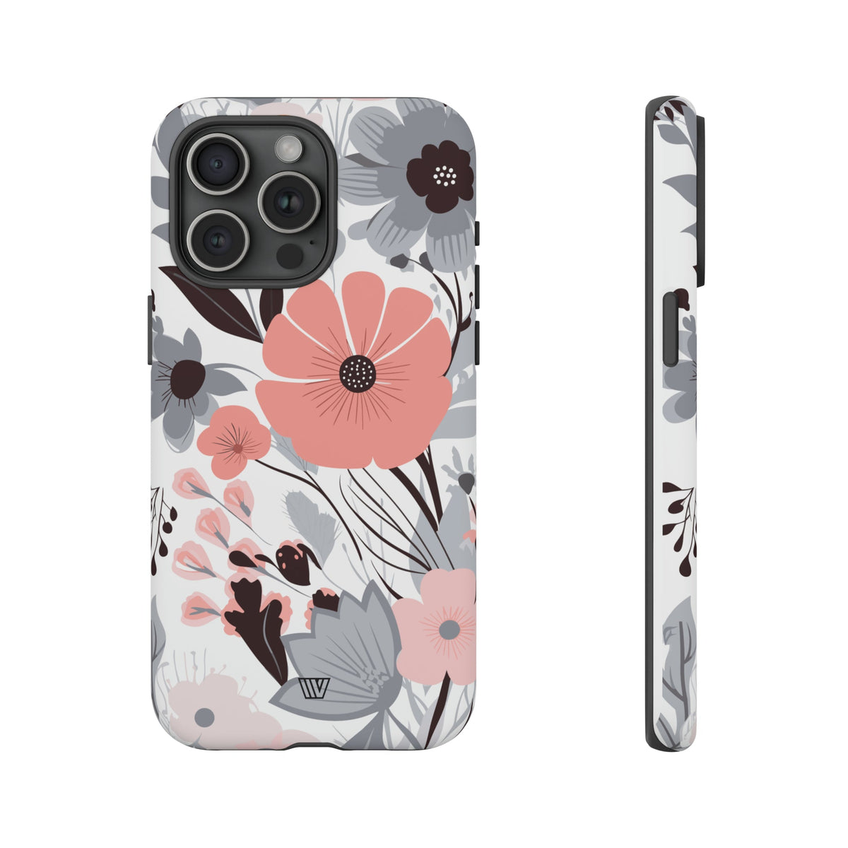 Gray Pastel Flowers Tough Phone Case