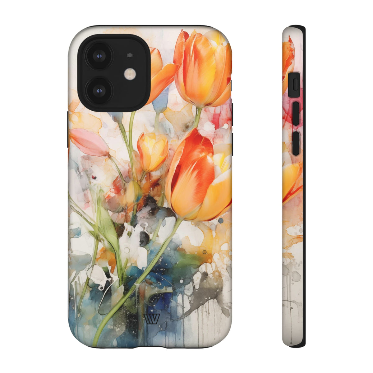 Watercolor Tulips Tough Phone Case Impact Resistant Polycarbonate Shell