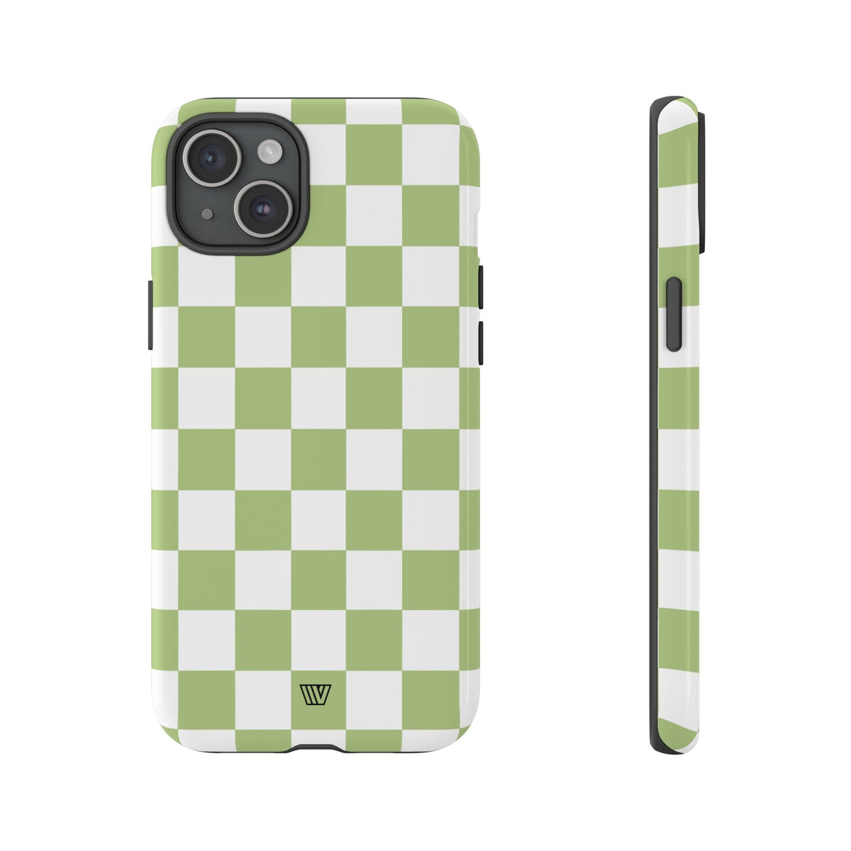 Pale Olive White Checkerboard Tough Phone Case
