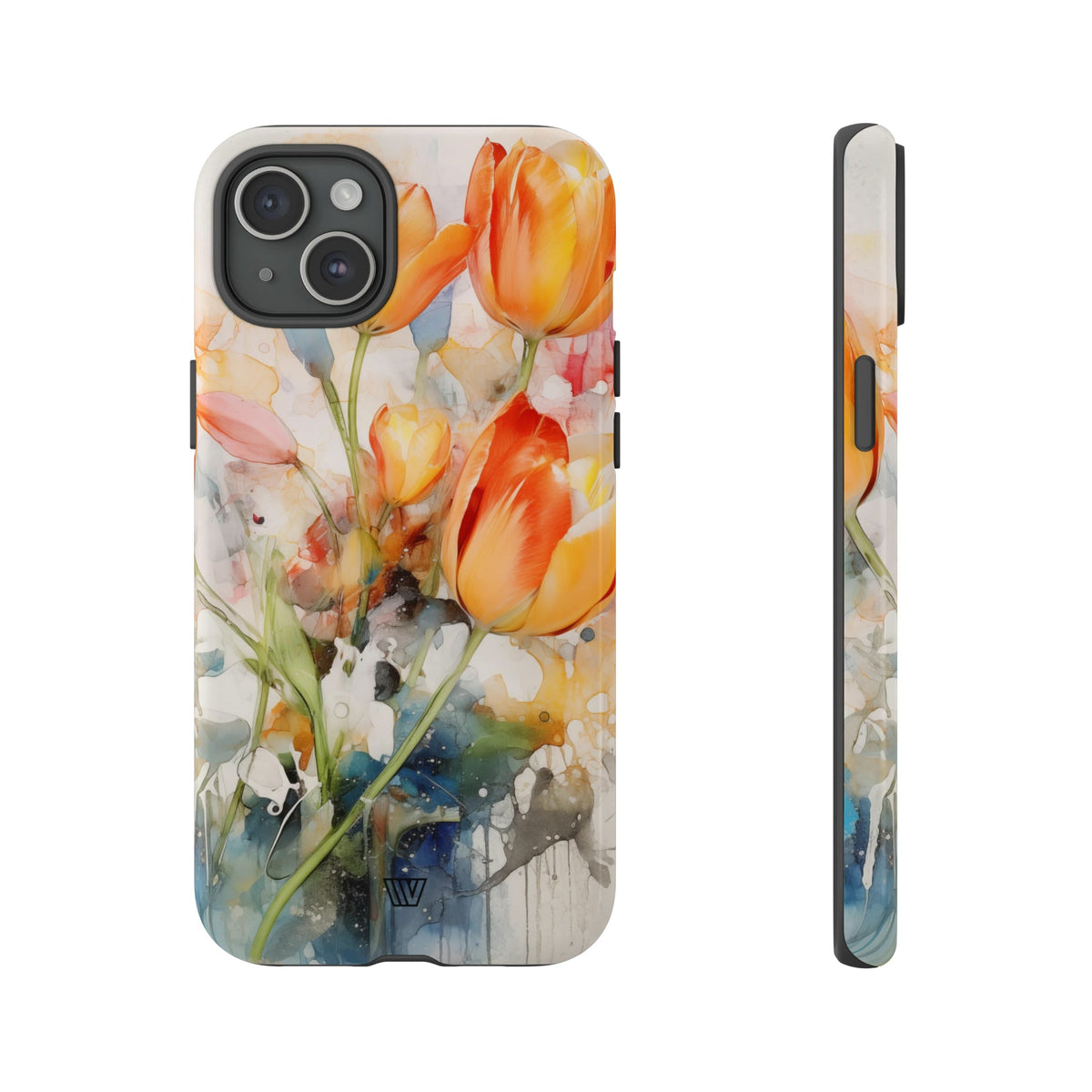 Watercolor Tulips Tough Phone Case Impact Resistant Polycarbonate Shell