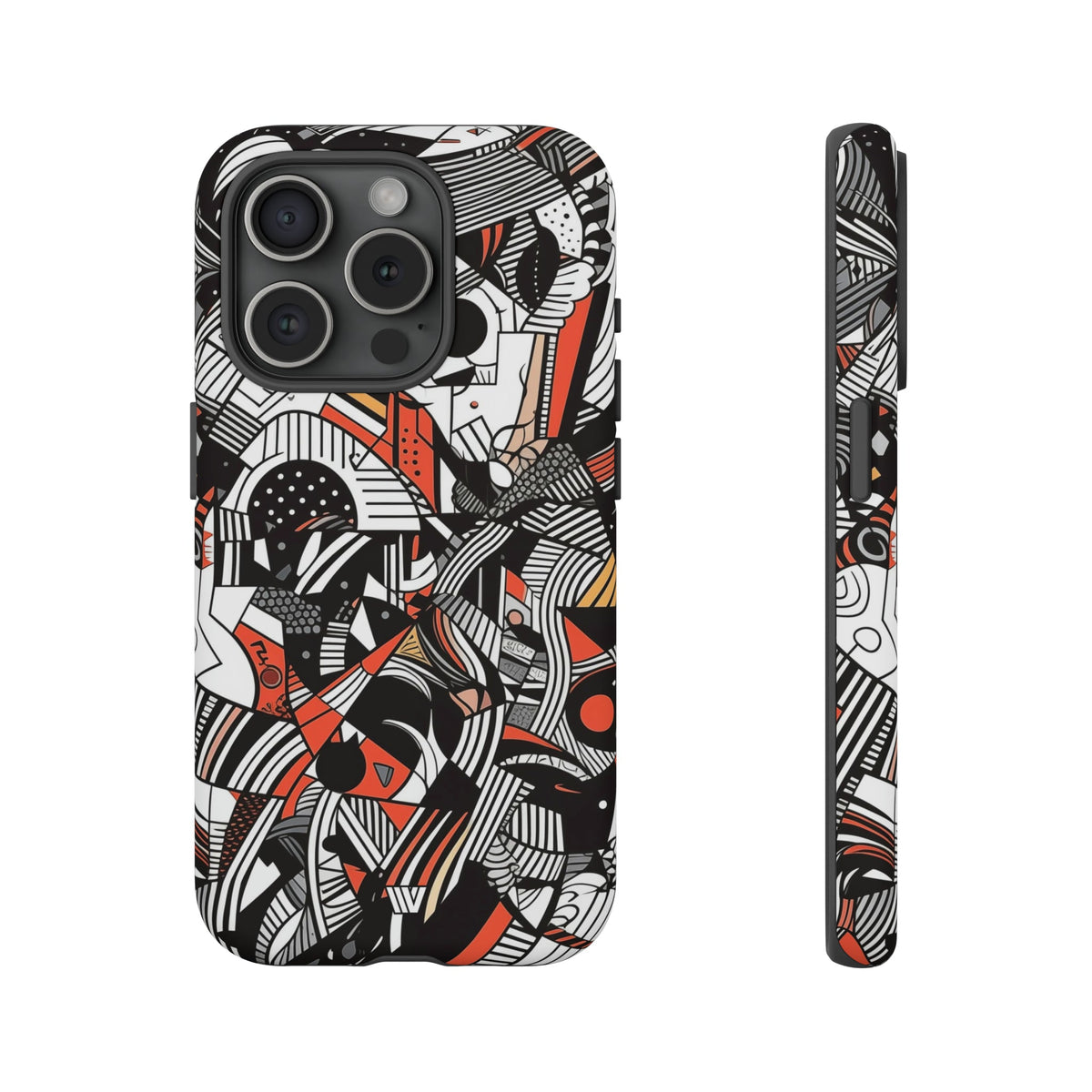 Abstract Doodle Tough Phone Case Dual-Layer Protection