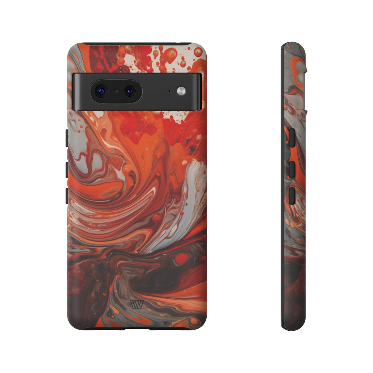 White Fire Paint Swirl Tough Phone Case