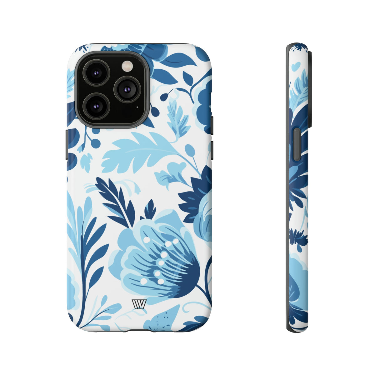 Blue White Flowers Tough Phone Case