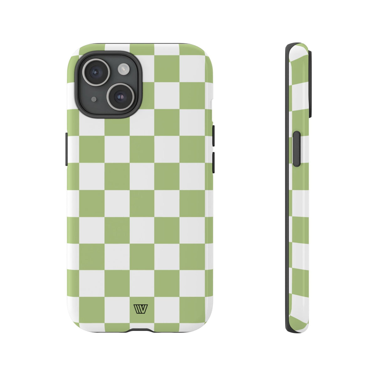 Pale Olive White Checkerboard Tough Phone Case